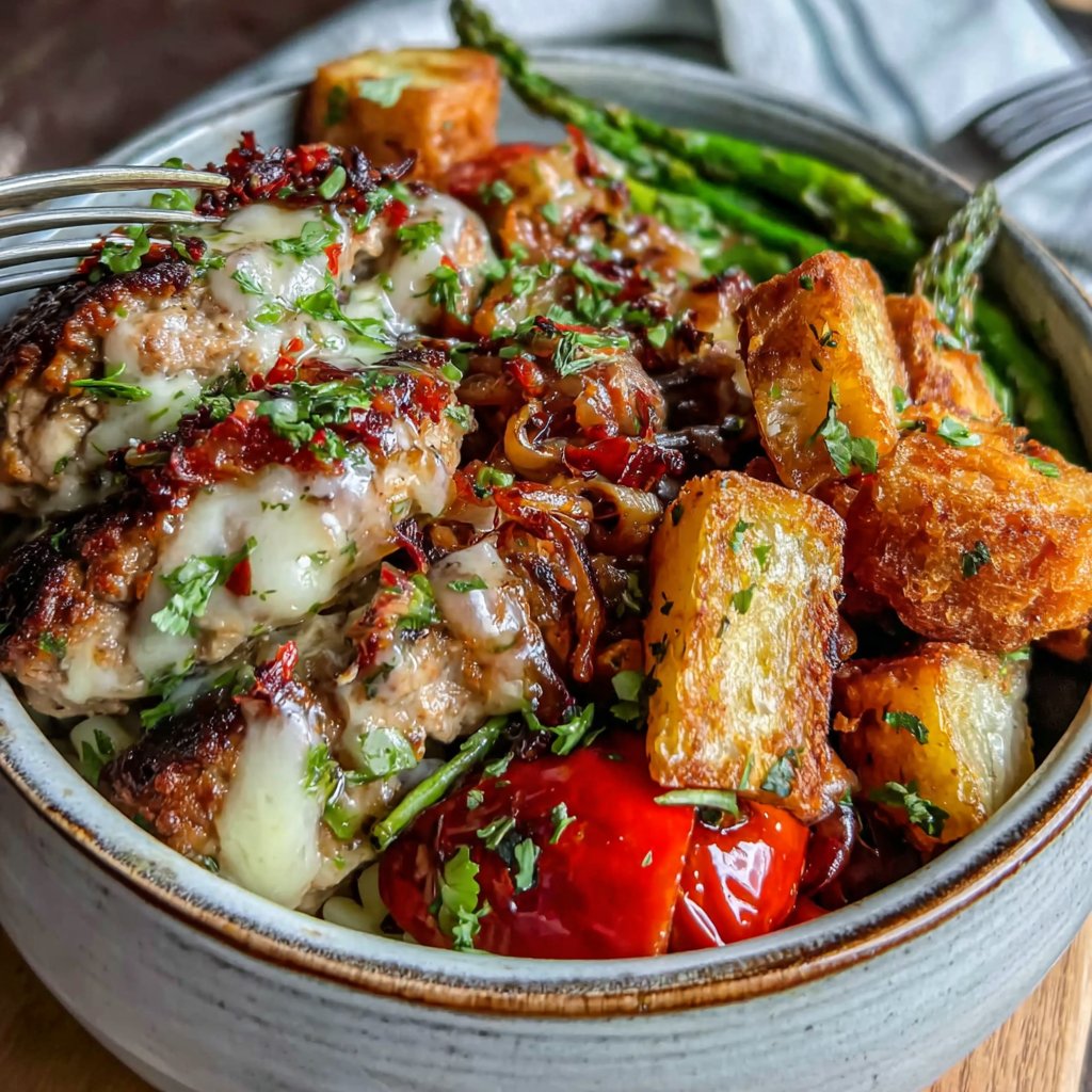 Turkey Burger Bowls with Roasted Veggies